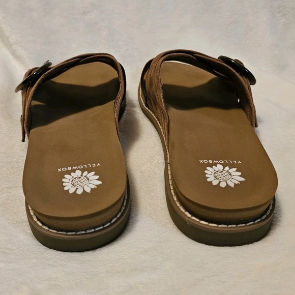 Yellowbox Brown Faux Suede Kasmira Slides Women's Size 10 Used - Picture 3 of 9